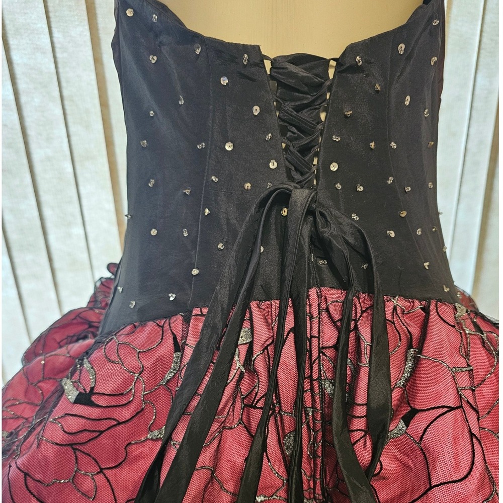 Petrovitch & Robinson Paris Halter Ball Gown Rhinestone Corset Black Pink 6/8 - Picture 5 of 7